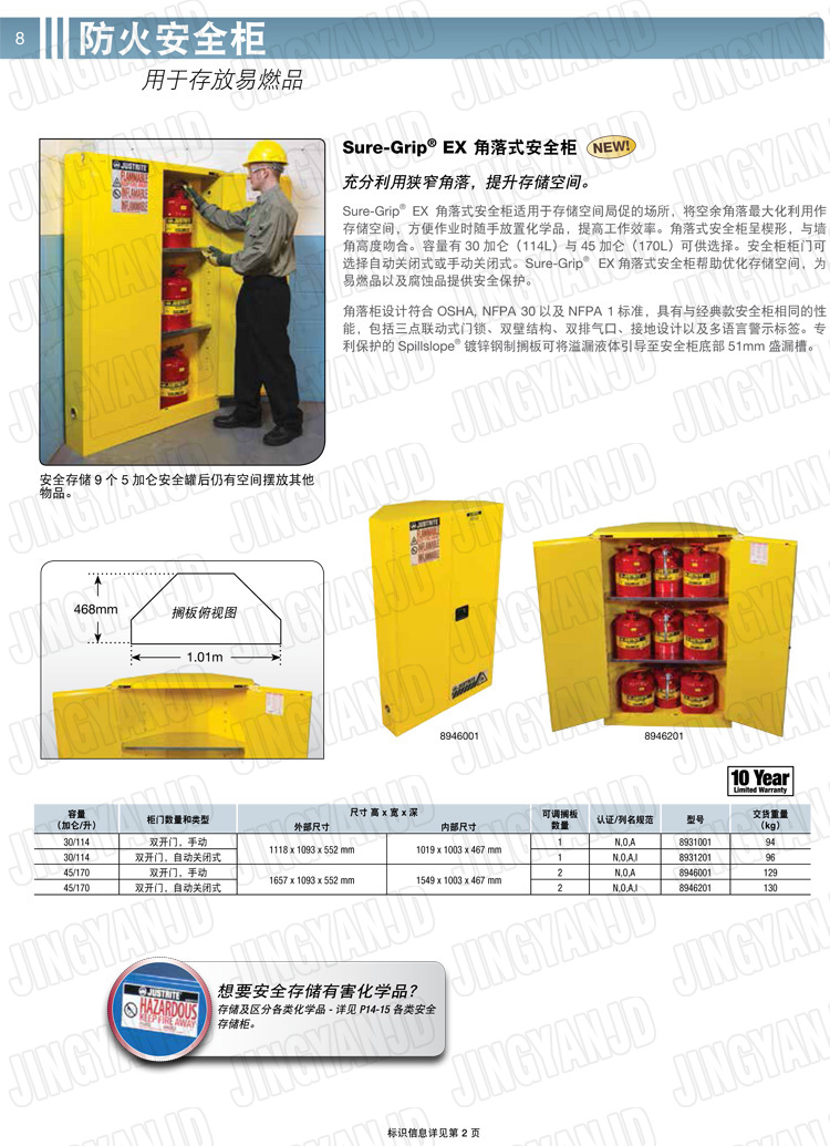 美國(guó)杰斯瑞特，防火安全柜，justrite防火柜，justrite安全柜，防爆柜justrite
